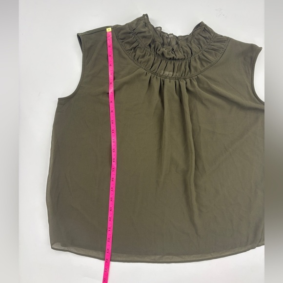 Calvin Klein Dark Green Ruffle Neck Blouse - Picture 5 of 6